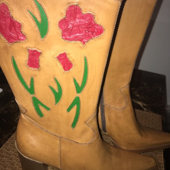 Womens Leather Cowboy Boots - Picture 2 of 6